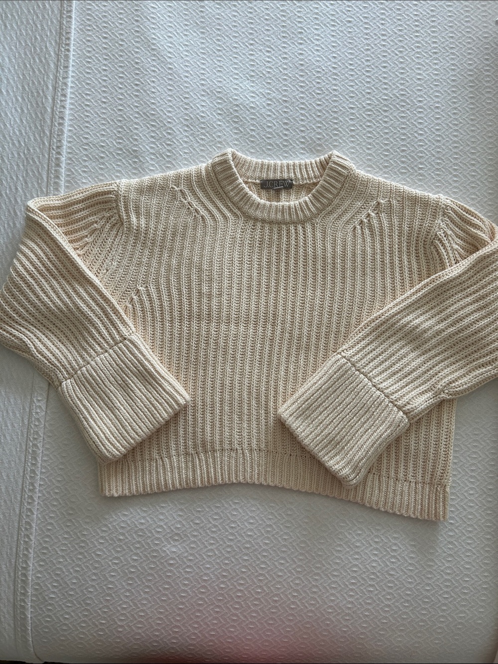 J. Crew Chunky Cream Ribbed Crewneck Sweater